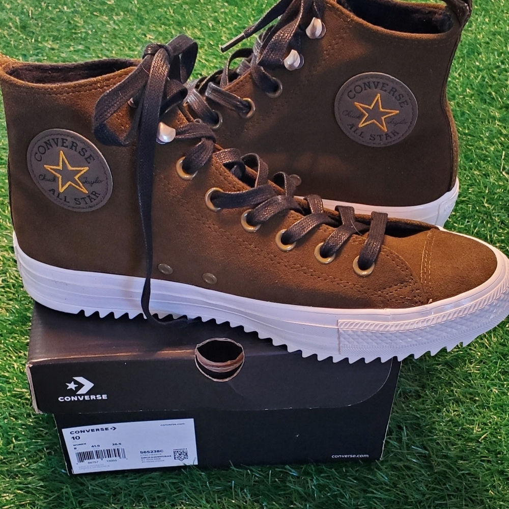 Converse Chuck Taylor All Star Hiker Hi Olive High-Top Suede Sneakers Size 10 - Picture 6 of 10